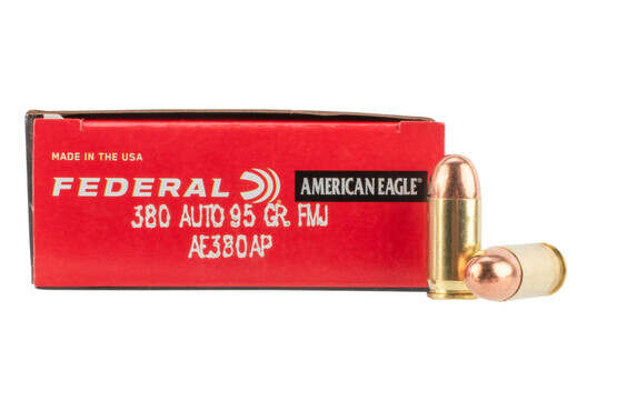 Federal American Eagle 380 ACP 95gr FMJ Ammo with brass casing
